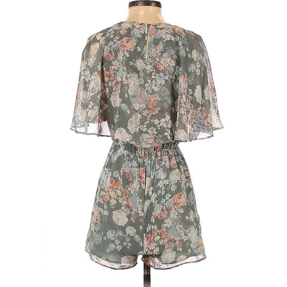 BCBGeneration Floral Capulet Romper Slate Grey Size XXS - Picture 5 of 9